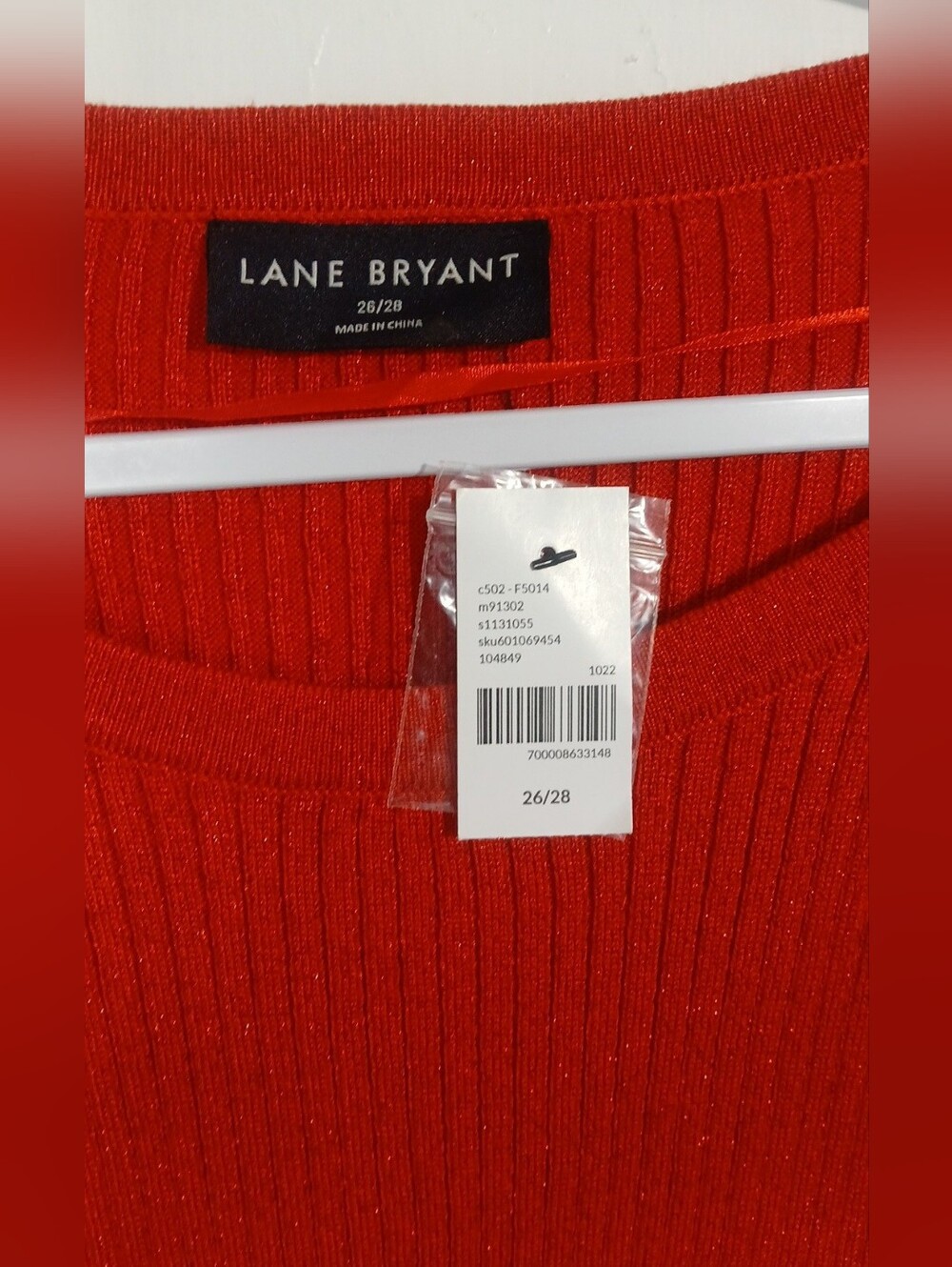 Lane Bryant Red Sparkly Ribbed Tunic Sweater NWT - Picture 2 of 7